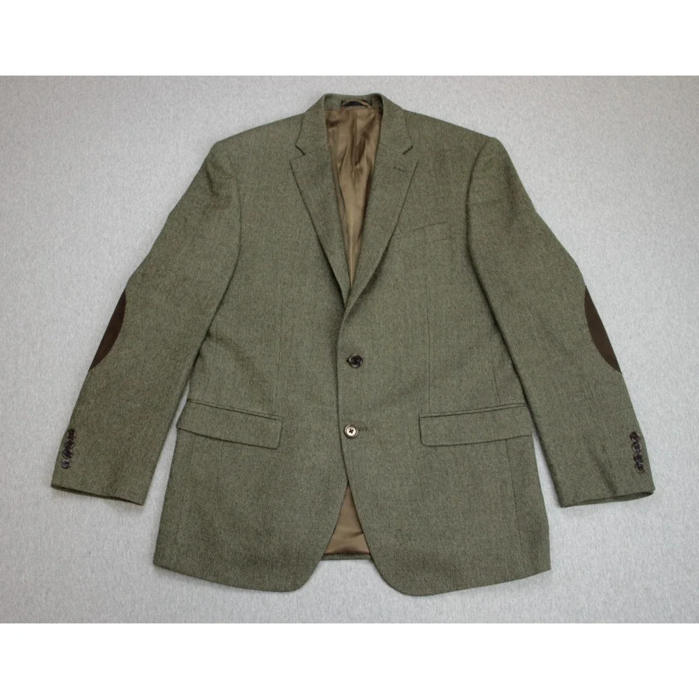 Lauren‎ Ralph Lauren Blazer 40R Herringbone 100% Wool Sports Jacket Elbow Patch